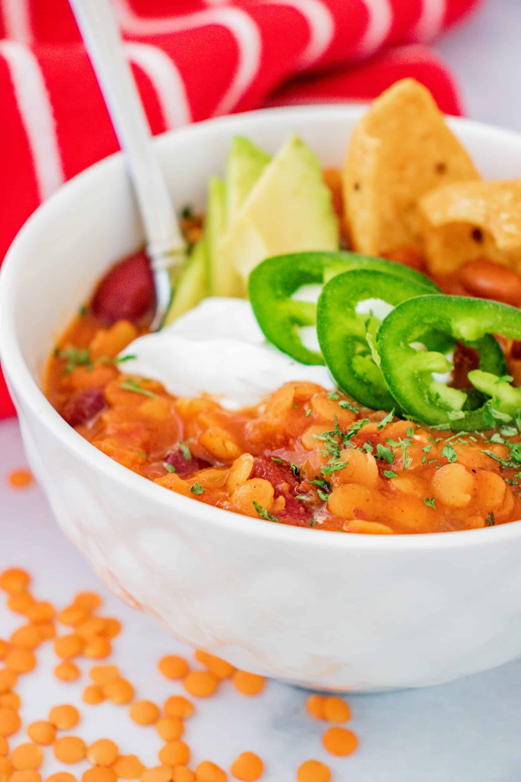 30 Minute Meatless Red Lentil Chili
