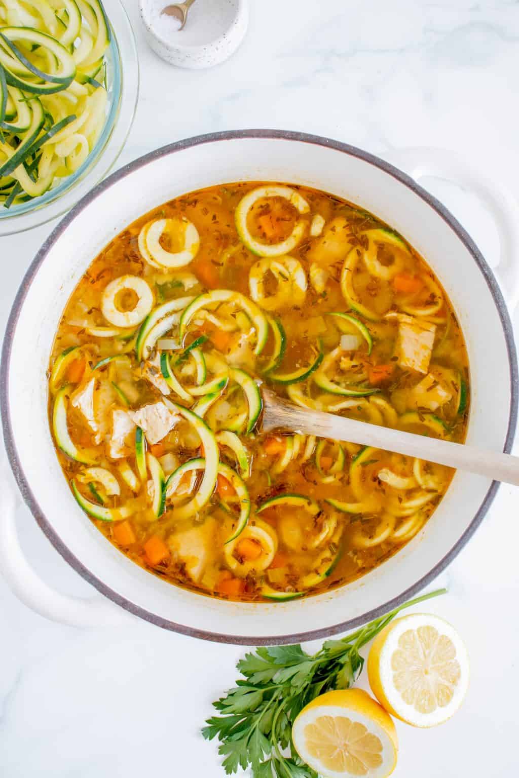 Keto Chicken Noodle Soup Salt & Sprinkles