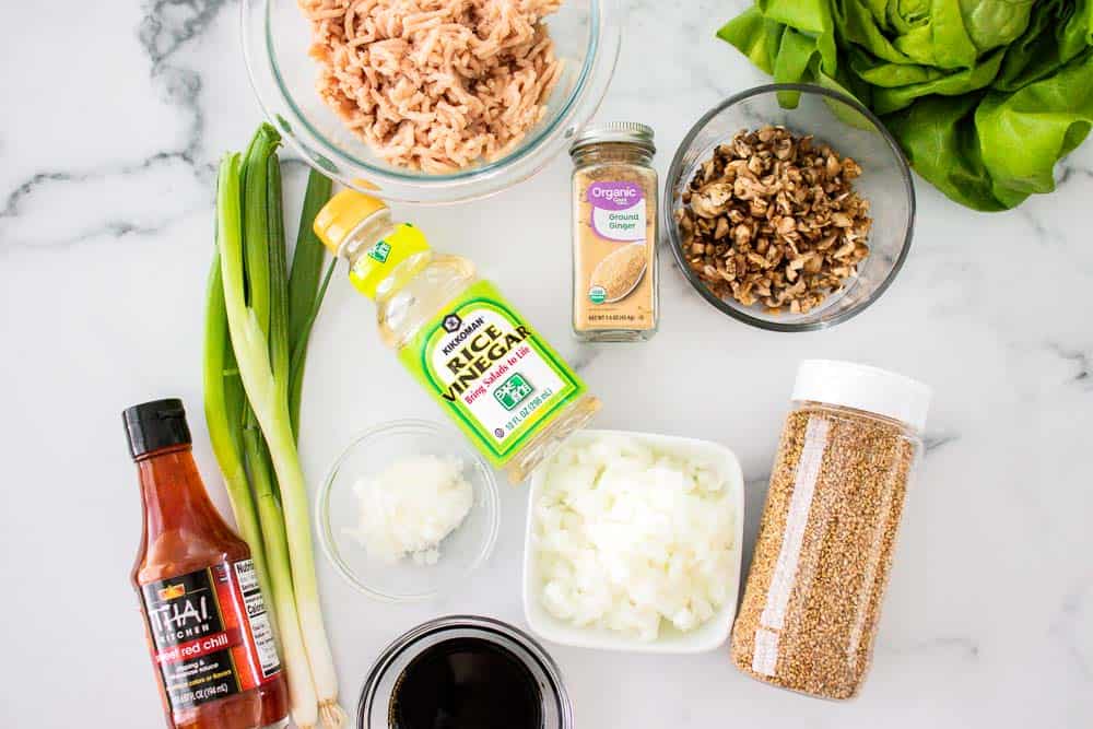 ingredients for asian chicken lettuce wraps
