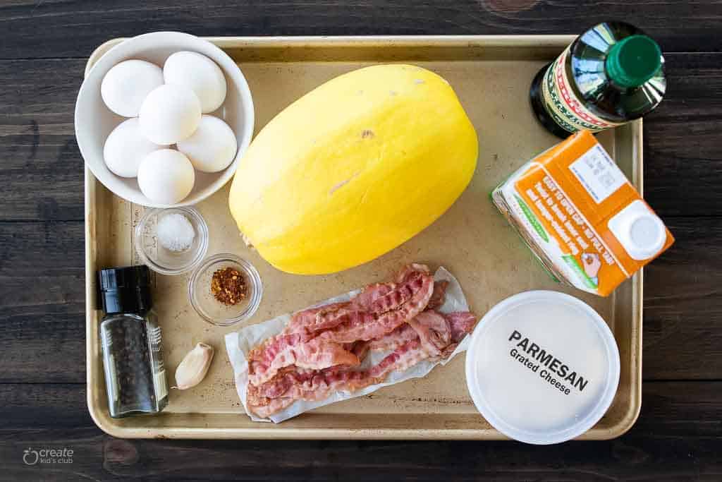 ingredients to make spaghetti squash carbonara