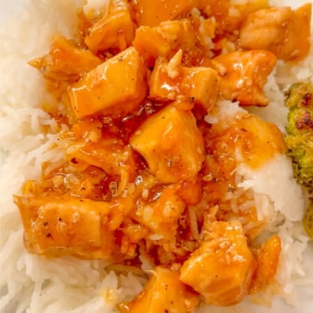 Orange Sesame Chicken over rice